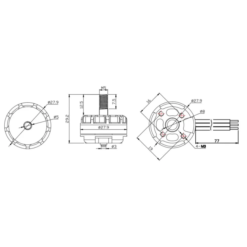 MT2204II 2600KV Brushless Motor with CCW Thread /CW Rotation options