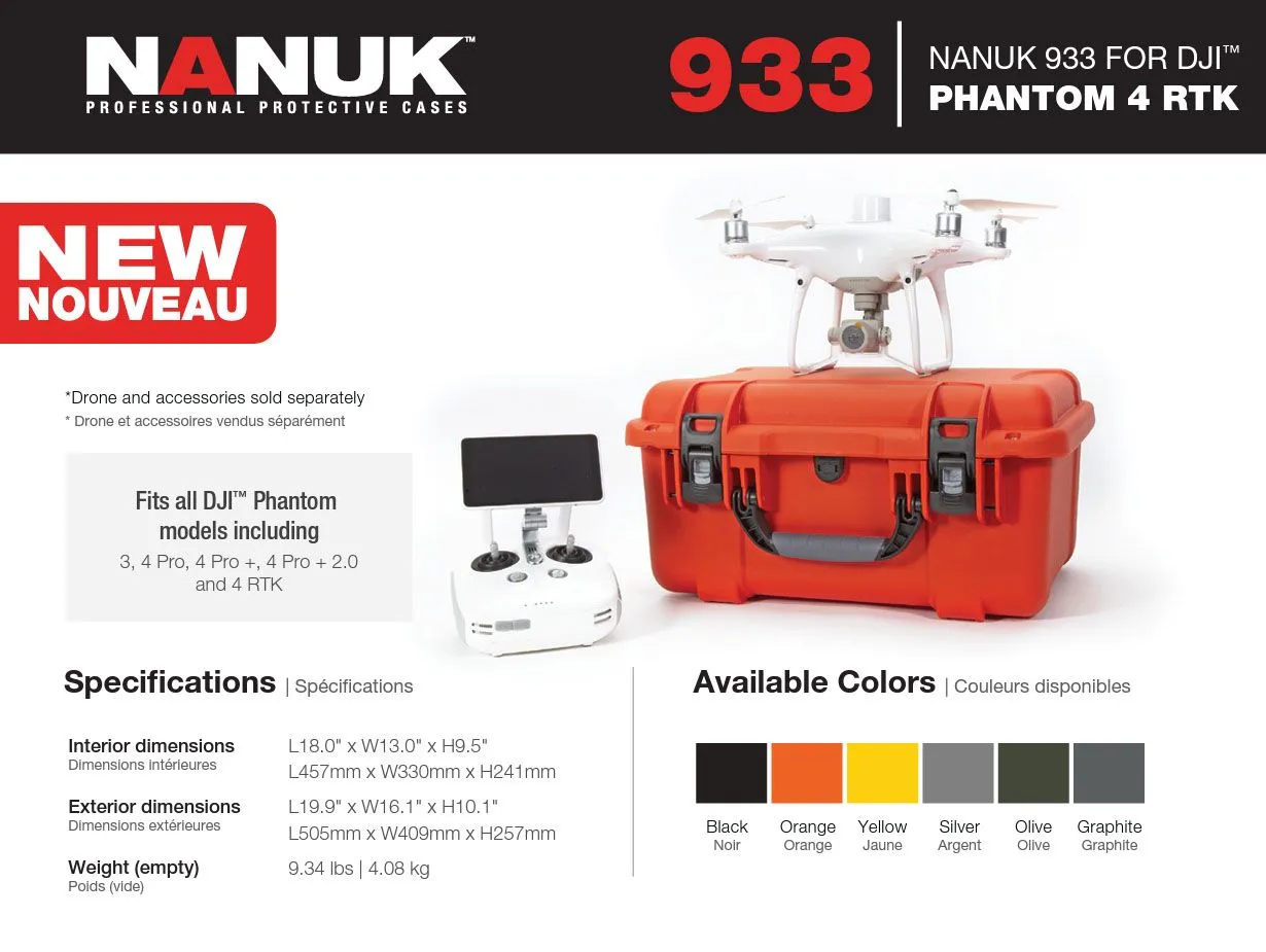 Nanuk 933 Case for DJI Phantom 4 RTK (Black)