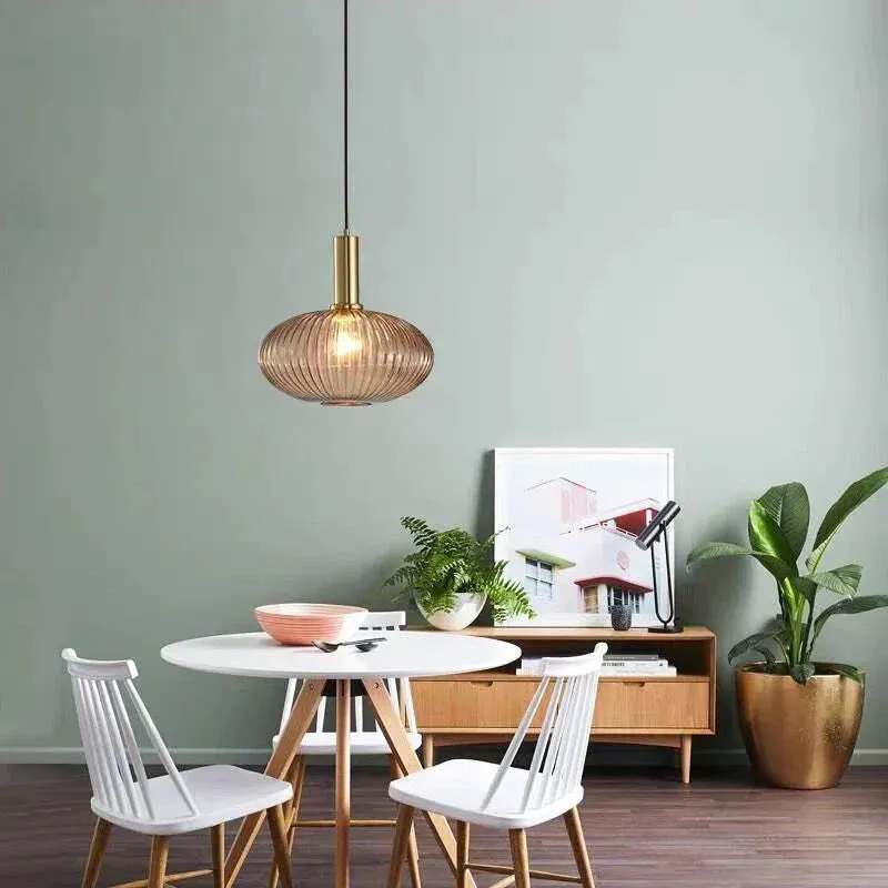 Nordic Creative Bar Restaurant Chandelier Simple Striped Lantern Chandelier Single Online Celebrity Glass Chandelier