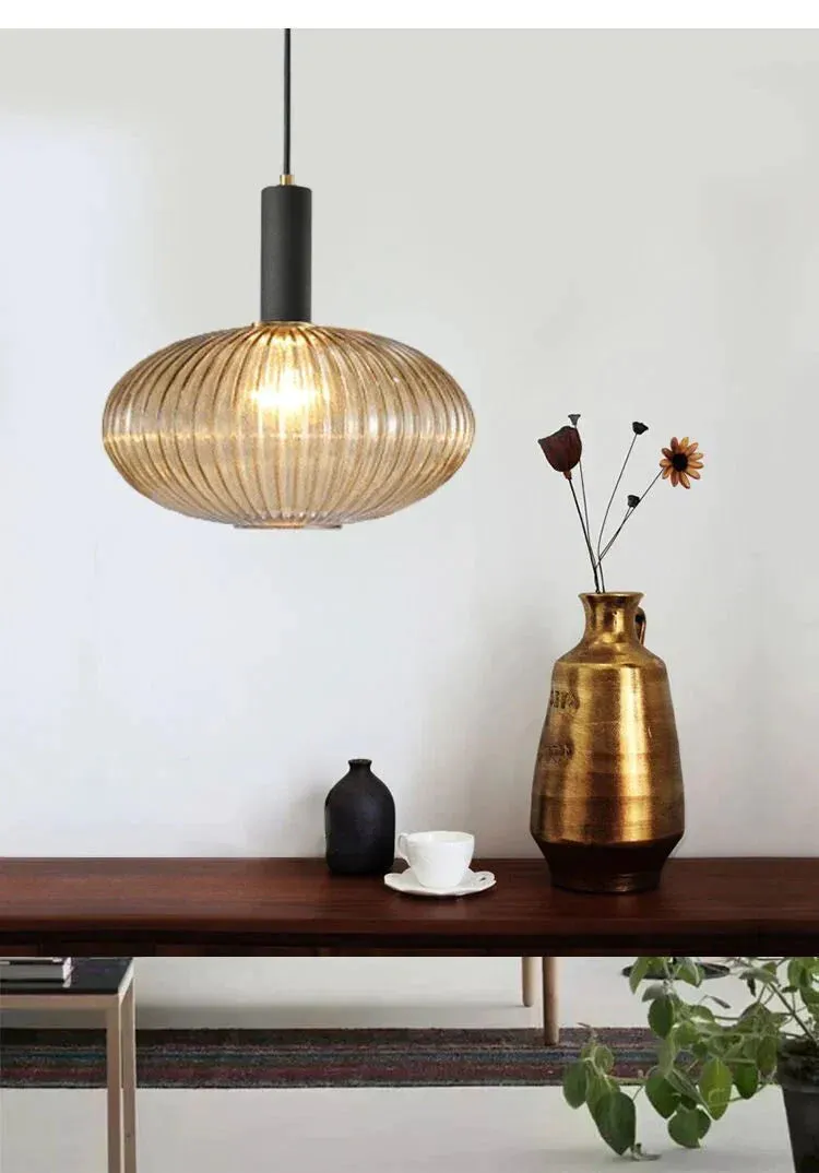 Nordic Creative Bar Restaurant Chandelier Simple Striped Lantern Chandelier Single Online Celebrity Glass Chandelier