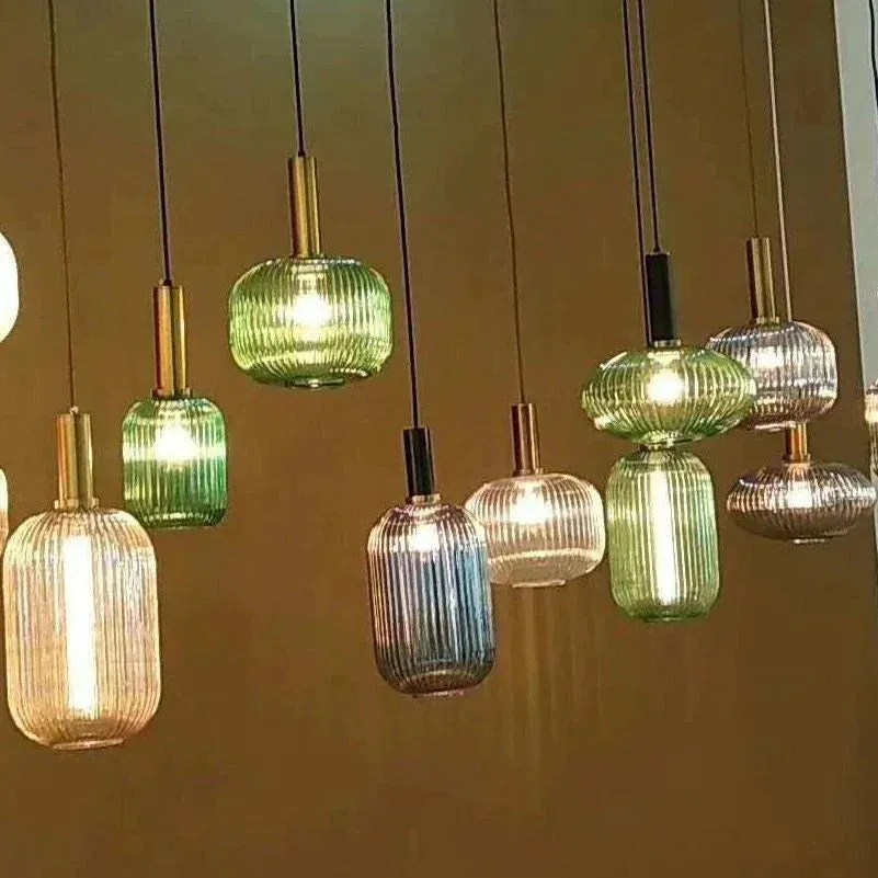 Nordic Creative Bar Restaurant Chandelier Simple Striped Lantern Chandelier Single Online Celebrity Glass Chandelier