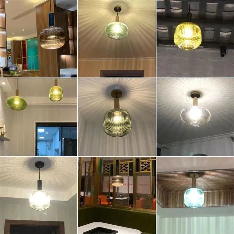 Nordic Creative Bar Restaurant Chandelier Simple Striped Lantern Chandelier Single Online Celebrity Glass Chandelier