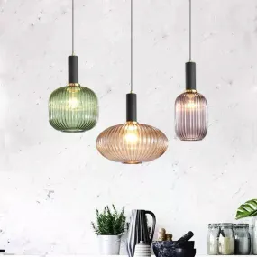 Nordic Creative Bar Restaurant Chandelier Simple Striped Lantern Chandelier Single Online Celebrity Glass Chandelier