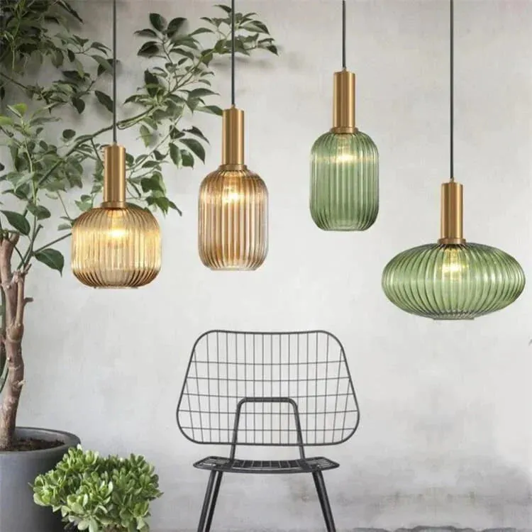 Nordic Creative Bar Restaurant Chandelier Simple Striped Lantern Chandelier Single Online Celebrity Glass Chandelier
