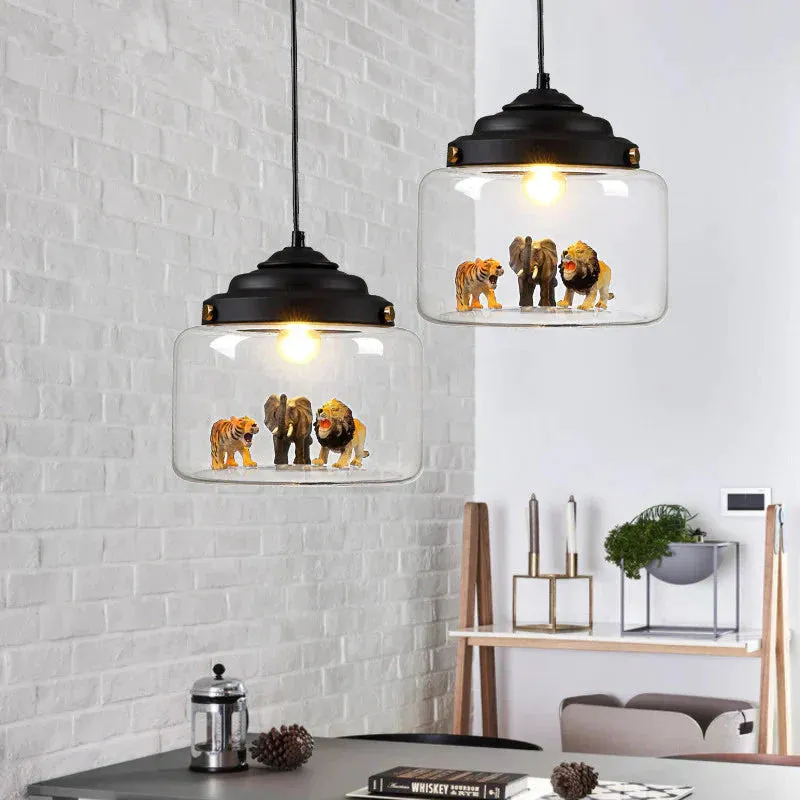 Nordic Glass Chandelier Bedroom Restaurant Coffee Shop Personality Creative Animal Cartoon Art Chandelier