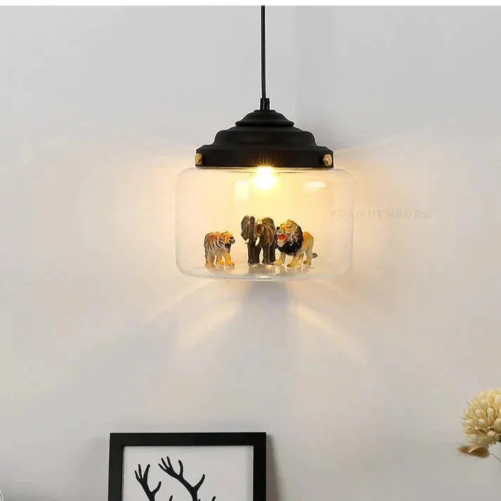 Nordic Glass Chandelier Bedroom Restaurant Coffee Shop Personality Creative Animal Cartoon Art Chandelier