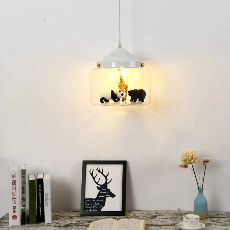 Nordic Glass Chandelier Bedroom Restaurant Coffee Shop Personality Creative Animal Cartoon Art Chandelier