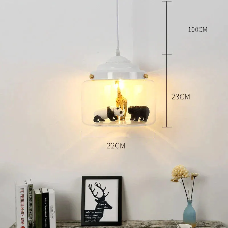 Nordic Glass Chandelier Bedroom Restaurant Coffee Shop Personality Creative Animal Cartoon Art Chandelier