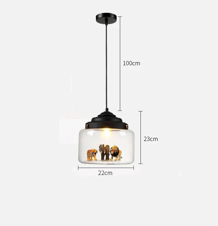 Nordic Glass Chandelier Bedroom Restaurant Coffee Shop Personality Creative Animal Cartoon Art Chandelier