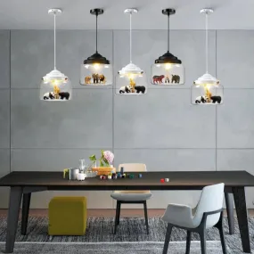 Nordic Glass Chandelier Bedroom Restaurant Coffee Shop Personality Creative Animal Cartoon Art Chandelier