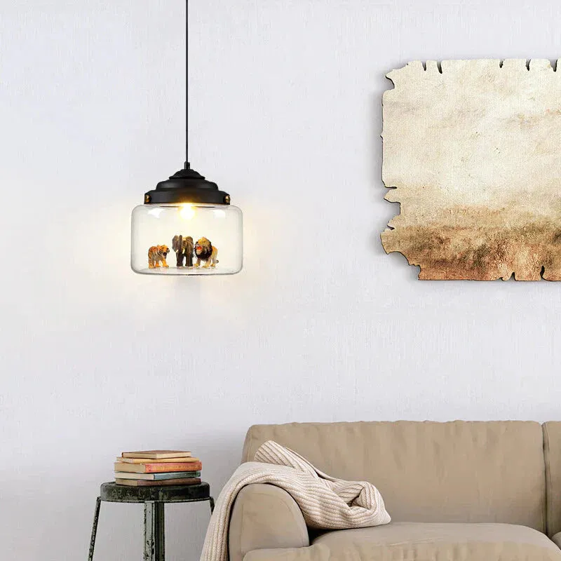 Nordic Glass Chandelier Bedroom Restaurant Coffee Shop Personality Creative Animal Cartoon Art Chandelier