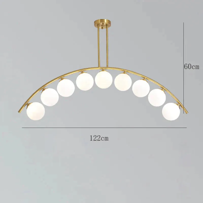 Nordic Restaurant Long Copper Chandelier Bar Minimalist Creative Personalized Glass Lamp Net Red Meal Chandelier