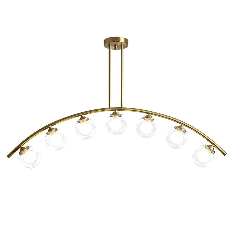 Nordic Restaurant Long Copper Chandelier Bar Minimalist Creative Personalized Glass Lamp Net Red Meal Chandelier