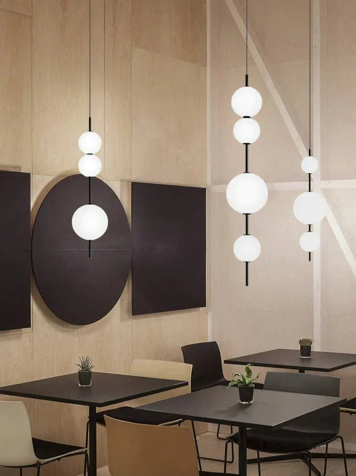 Nordic Simple Modern Restaurant Lamps Personalized Creative Glass LED Large and Small Ball Chandelier