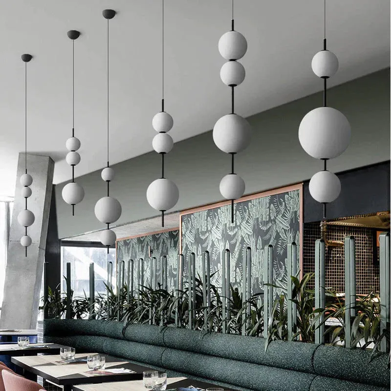 Nordic Simple Modern Restaurant Lamps Personalized Creative Glass LED Large and Small Ball Chandelier
