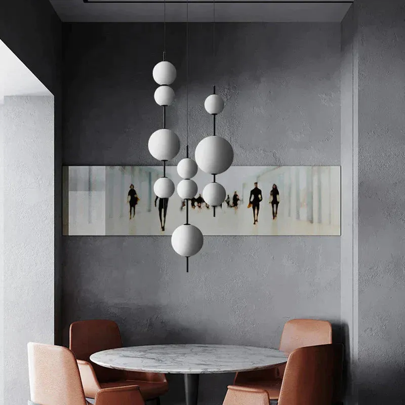Nordic Simple Modern Restaurant Lamps Personalized Creative Glass LED Large and Small Ball Chandelier