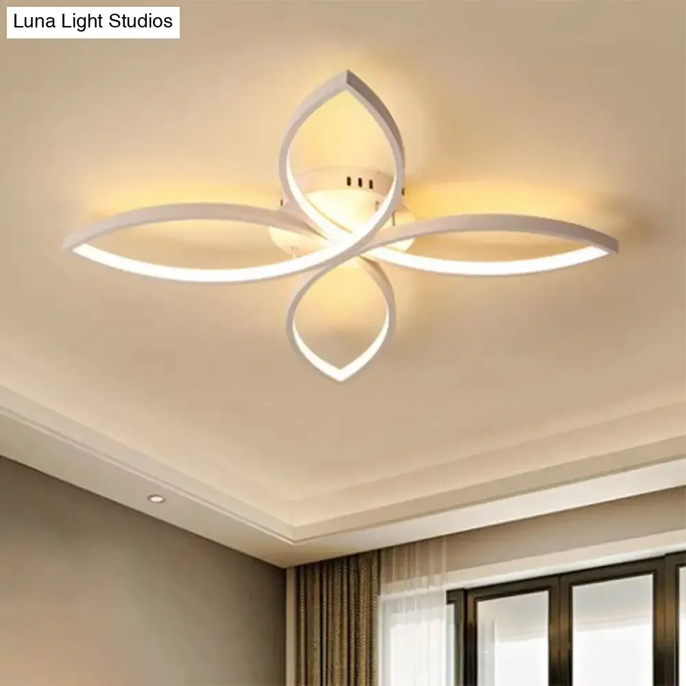 Nordic Style Metallic Butterfly Semi Flush LED Ceiling Fixture in Warm/White Light - 23"/29" Wide, Black/White