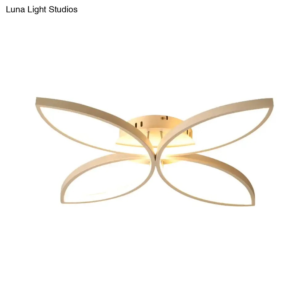 Nordic Style Metallic Butterfly Semi Flush LED Ceiling Fixture in Warm/White Light - 23"/29" Wide, Black/White