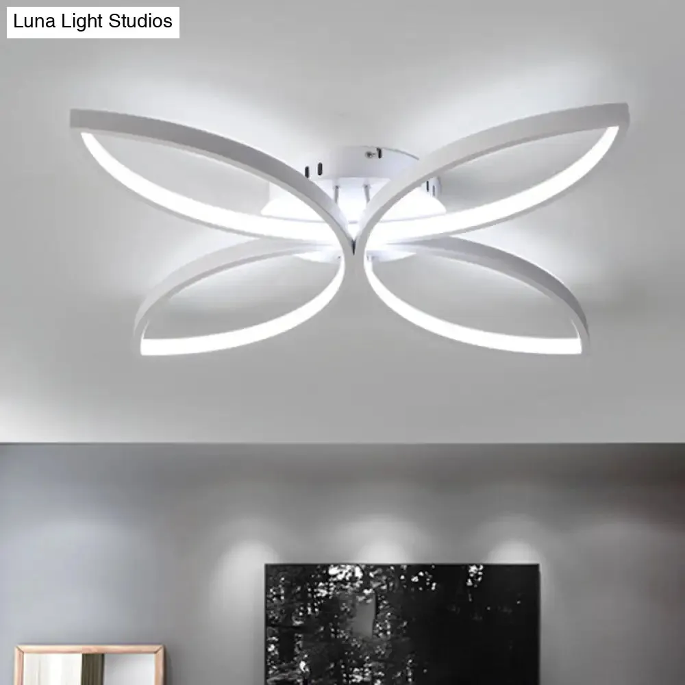 Nordic Style Metallic Butterfly Semi Flush LED Ceiling Fixture in Warm/White Light - 23"/29" Wide, Black/White