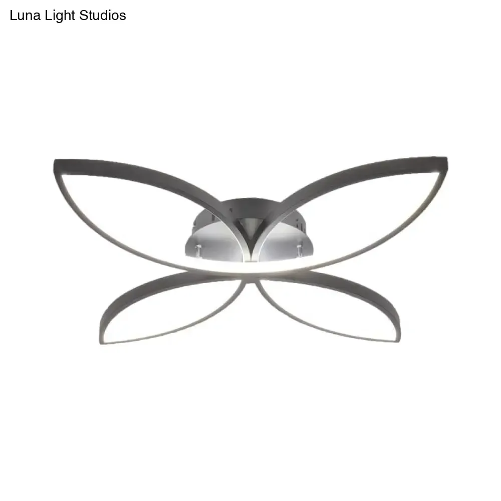 Nordic Style Metallic Butterfly Semi Flush LED Ceiling Fixture in Warm/White Light - 23"/29" Wide, Black/White