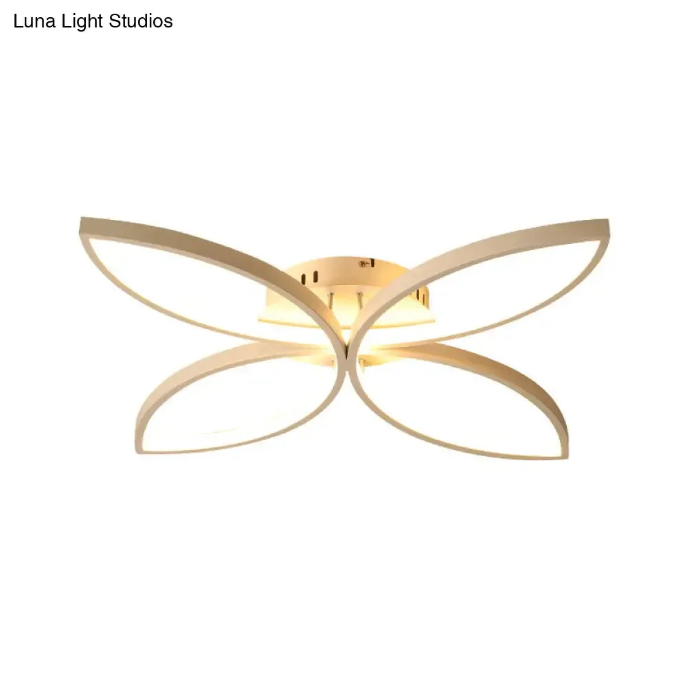 Nordic Style Metallic Butterfly Semi Flush LED Ceiling Fixture in Warm/White Light - 23"/29" Wide, Black/White