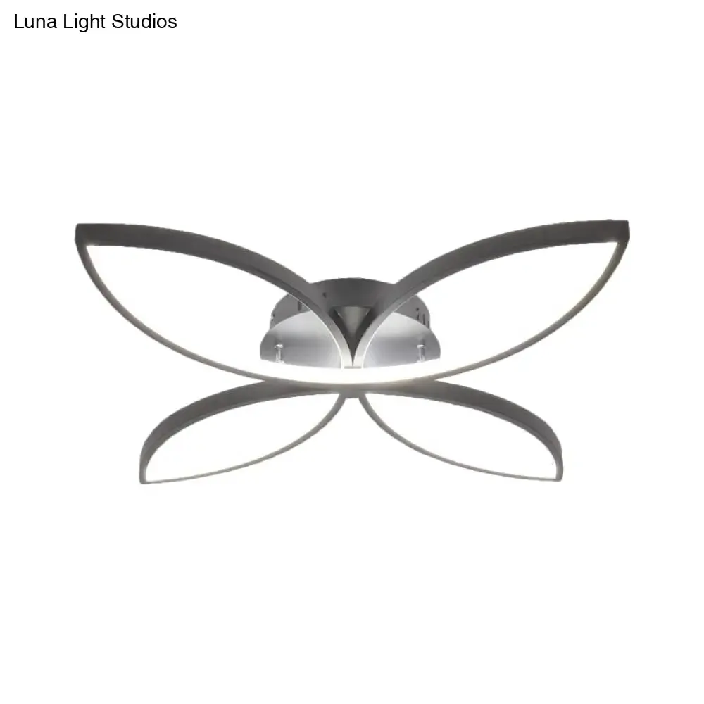 Nordic Style Metallic Butterfly Semi Flush LED Ceiling Fixture in Warm/White Light - 23"/29" Wide, Black/White
