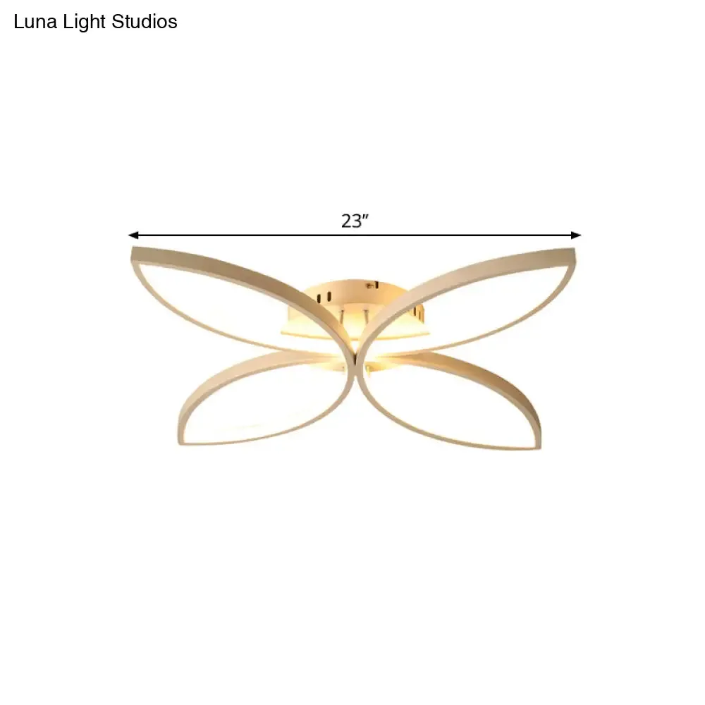Nordic Style Metallic Butterfly Semi Flush LED Ceiling Fixture in Warm/White Light - 23"/29" Wide, Black/White