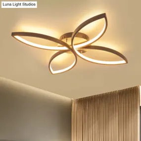Nordic Style Metallic Butterfly Semi Flush LED Ceiling Fixture in Warm/White Light - 23"/29" Wide, Black/White
