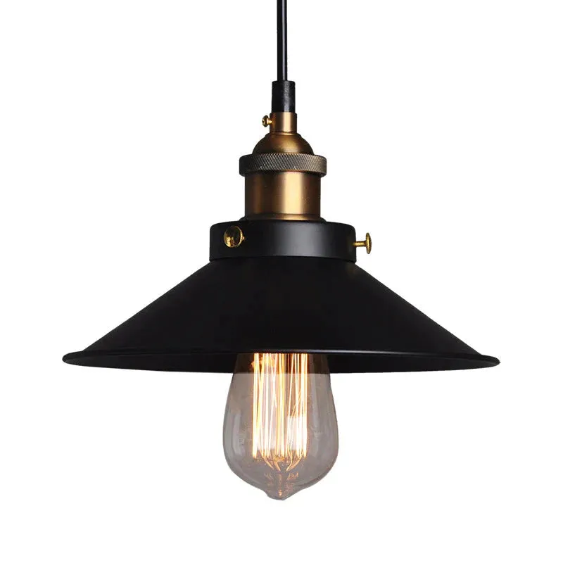 Northern European and American Style Rural Retro Industrial Bar Light Bulb Restaurant Small Black Skirt Chandelier