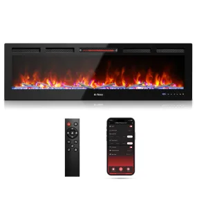 (Open Box) In Flames WiFi Smart Wall Mounted Electric Fireplace - Tempered Glass
