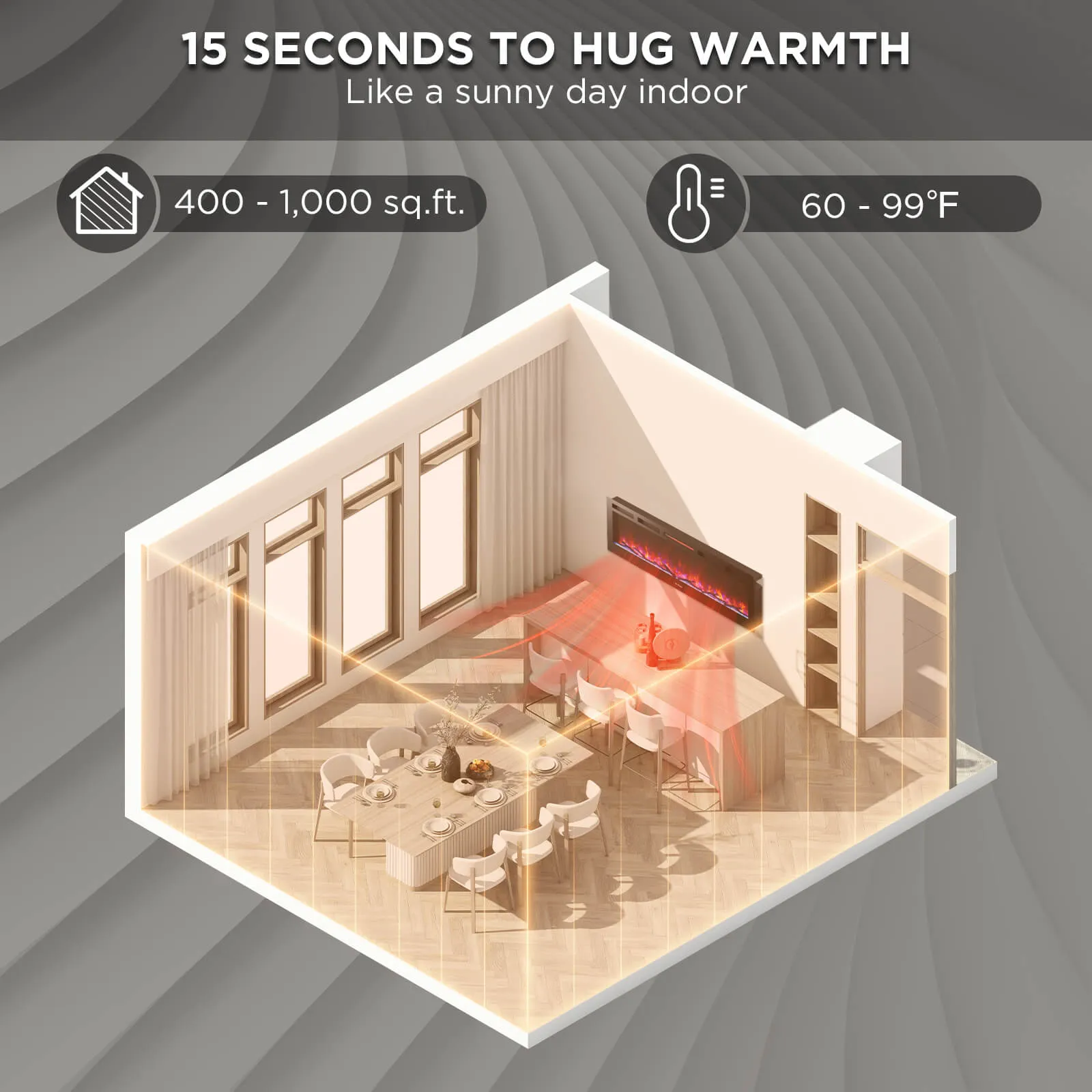(Open Box) In Flames WiFi Smart Wall Mounted Electric Fireplace - Tempered Glass