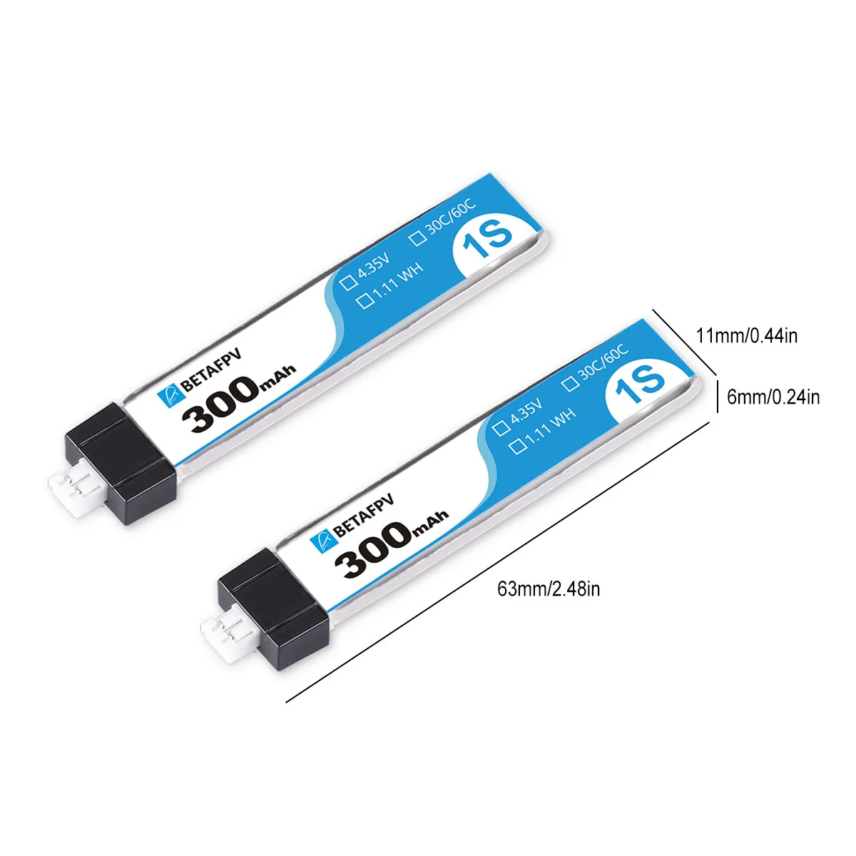 PH2.0 300mAh 1S 30C Battery(8PCS)