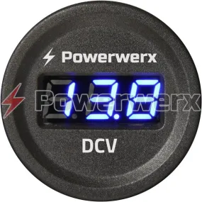 Powerwerx Panel Mount Digital Blue Volt meter for 12/24V Systems