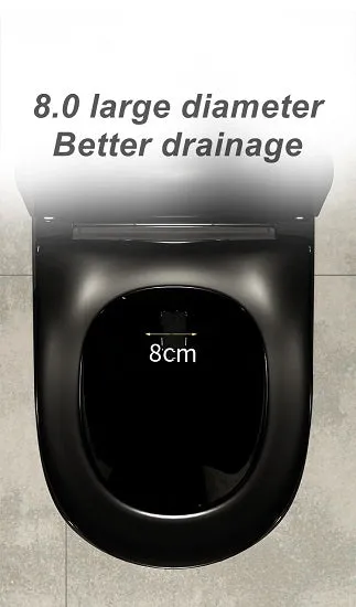 Private Collection Elegant Luxury Gold Pattern Designer Black  and White Ceramic Nano Glaze Siphonic S-Trap Super Swirling Toilet