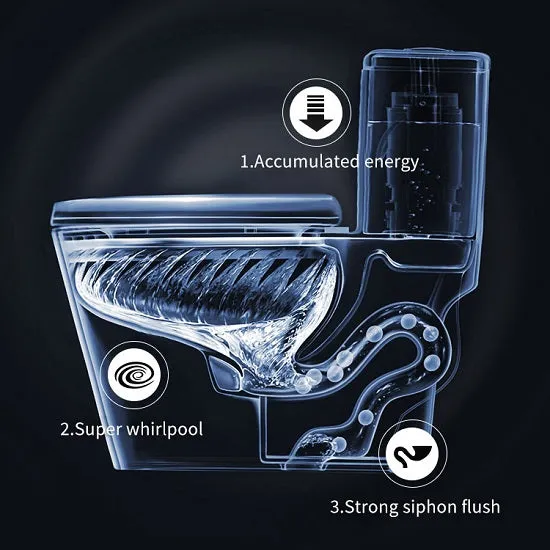 Private Collection Elegant Luxury Gold Pattern Designer Black  and White Ceramic Nano Glaze Siphonic S-Trap Super Swirling Toilet