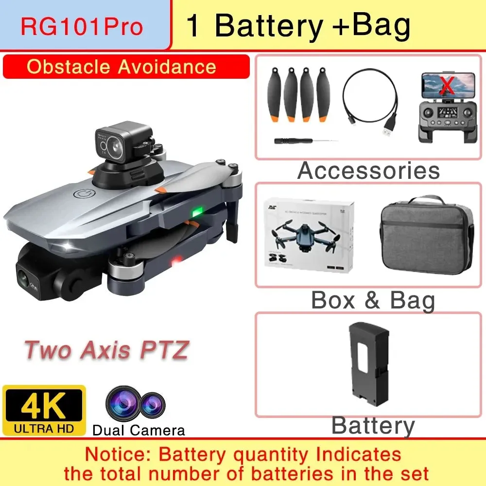 RG101 Pro GPS Drone 4K With 2-axis Gimbal HD Dual Camera 5G WIFI 360° Obstacle Avoidance Brushless Foldable Quadcopter Dron