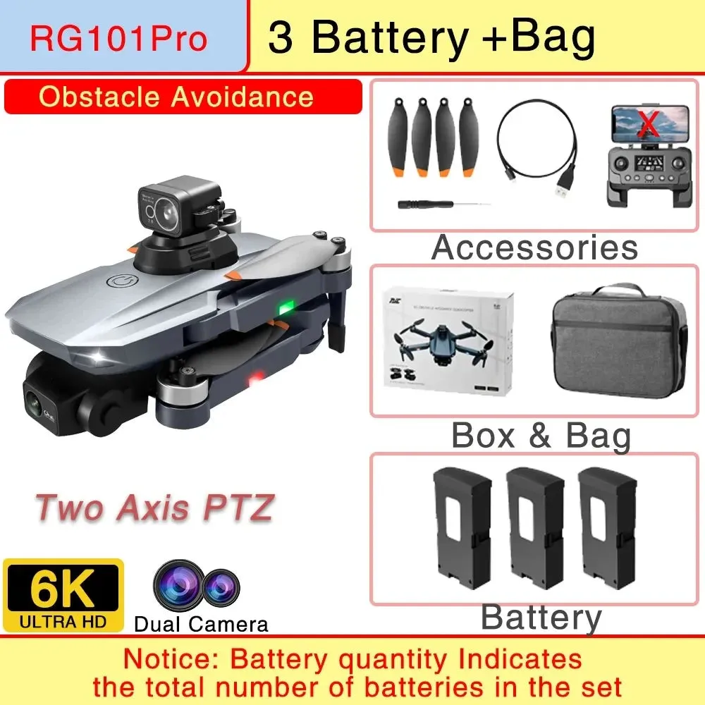 RG101 Pro GPS Drone 4K With 2-axis Gimbal HD Dual Camera 5G WIFI 360° Obstacle Avoidance Brushless Foldable Quadcopter Dron