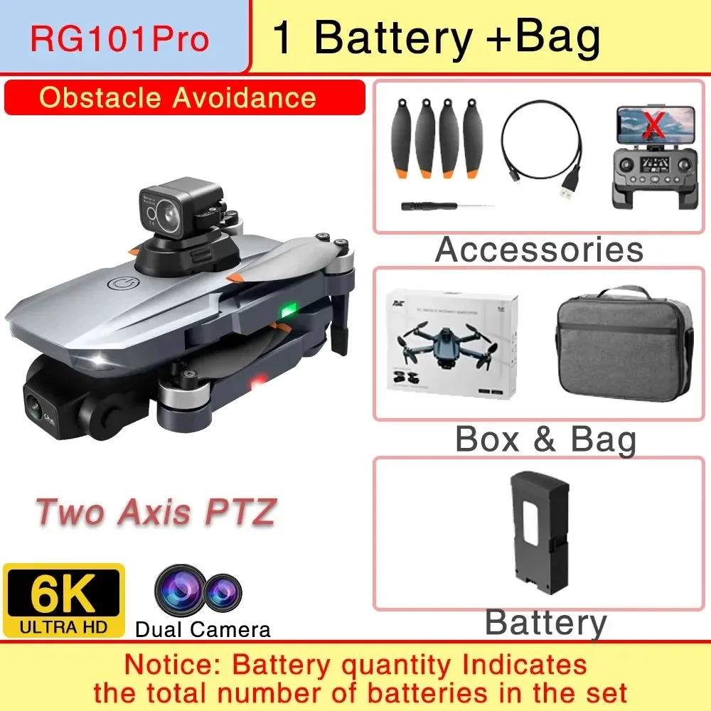 RG101 Pro GPS Drone 4K With 2-axis Gimbal HD Dual Camera 5G WIFI 360° Obstacle Avoidance Brushless Foldable Quadcopter Dron