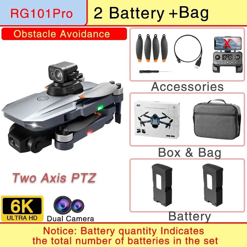 RG101 Pro GPS Drone 4K With 2-axis Gimbal HD Dual Camera 5G WIFI 360° Obstacle Avoidance Brushless Foldable Quadcopter Dron