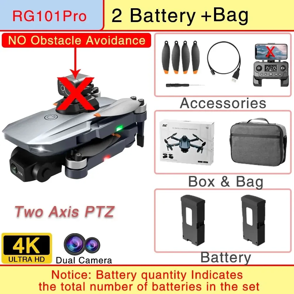 RG101 Pro GPS Drone 4K With 2-axis Gimbal HD Dual Camera 5G WIFI 360° Obstacle Avoidance Brushless Foldable Quadcopter Dron
