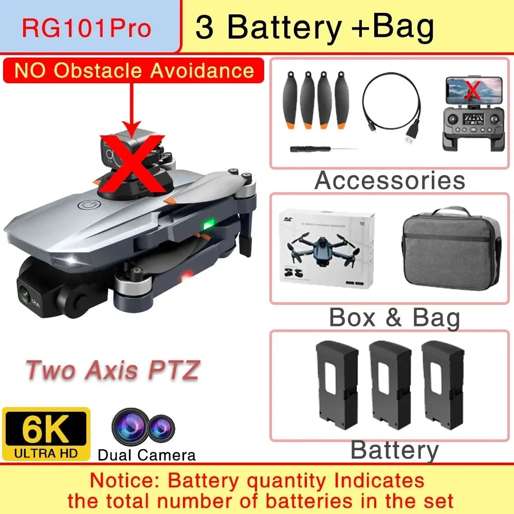 RG101 Pro GPS Drone 4K With 2-axis Gimbal HD Dual Camera 5G WIFI 360° Obstacle Avoidance Brushless Foldable Quadcopter Dron
