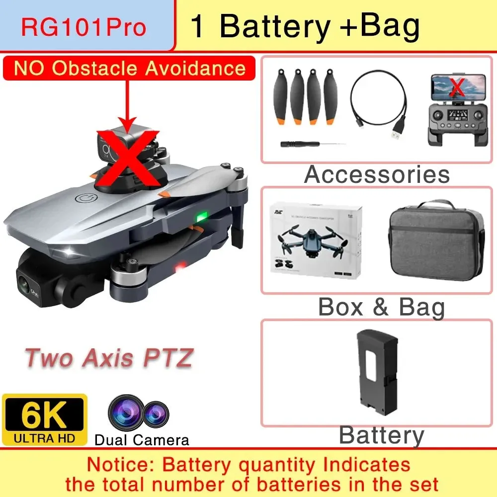 RG101 Pro GPS Drone 4K With 2-axis Gimbal HD Dual Camera 5G WIFI 360° Obstacle Avoidance Brushless Foldable Quadcopter Dron