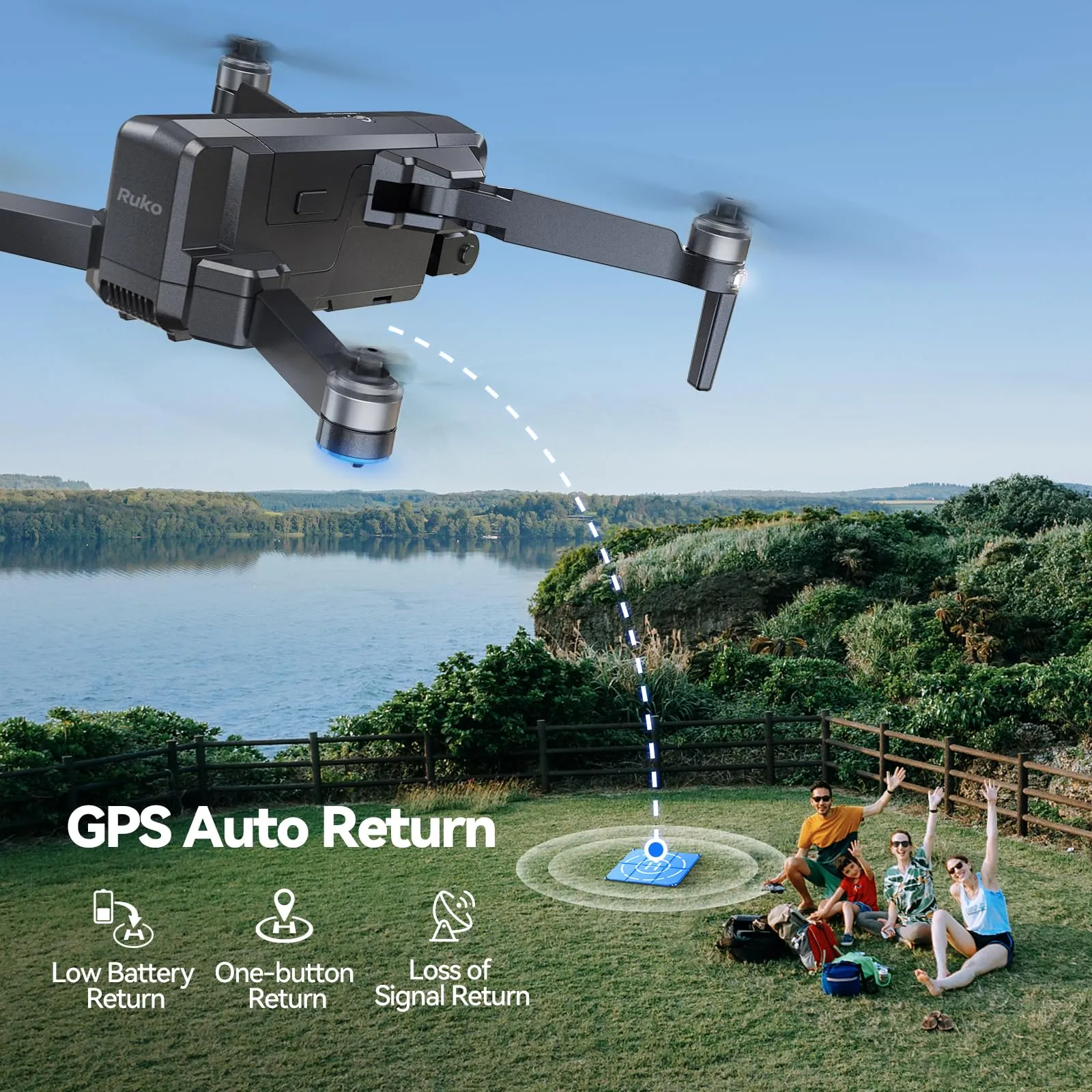 Ruko F11GIM2 Drones with Camera for Adults 4K, 64Mins Flight Time, Gimbal & EIS 4K Camera, 9842ft Digital video Transmission, GPS Auto-return Professional Quadcopter, Level 6 Wind Resistance