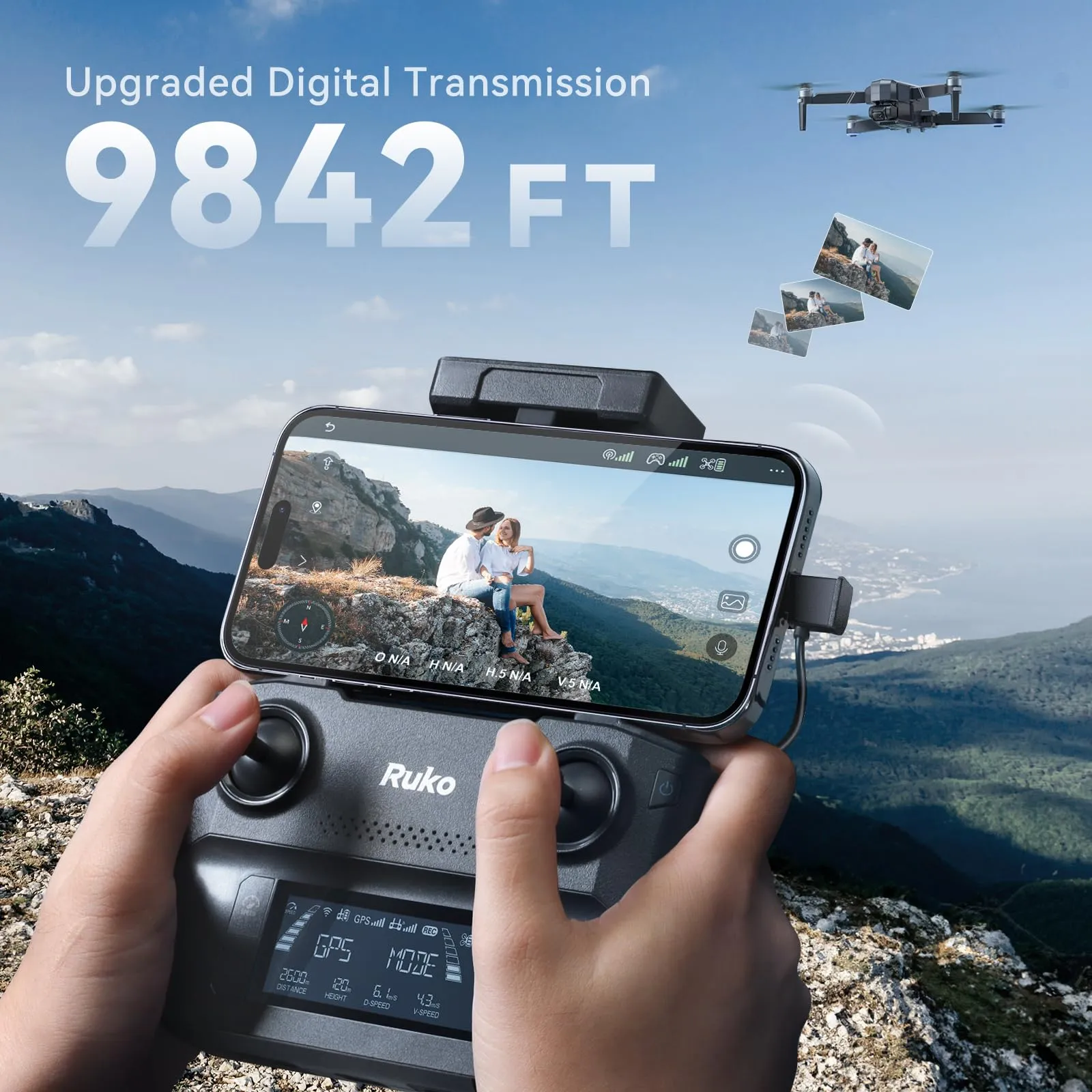 Ruko F11GIM2 Drones with Camera for Adults 4K, 64Mins Flight Time, Gimbal & EIS 4K Camera, 9842ft Digital video Transmission, GPS Auto-return Professional Quadcopter, Level 6 Wind Resistance