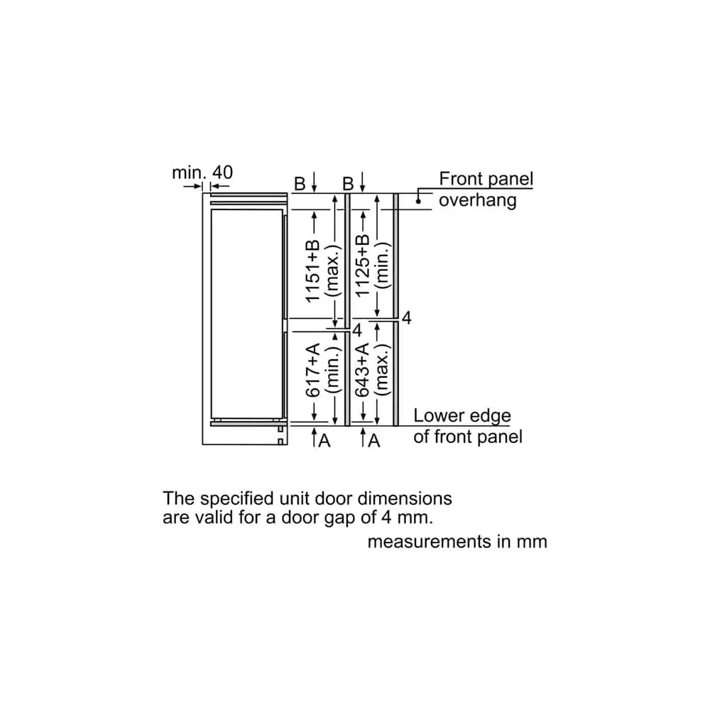 Siemens KI87VVFE0G iQ300 Built-In Fridge Freezer with Freezer at Bottom, 70/30 Split, Flat Hinge - 54.1cm Wide