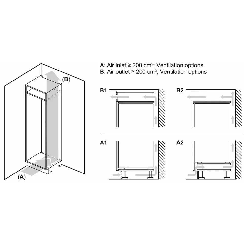 Siemens KI87VVFE0G iQ300 Built-In Fridge Freezer with Freezer at Bottom, 70/30 Split, Flat Hinge - 54.1cm Wide