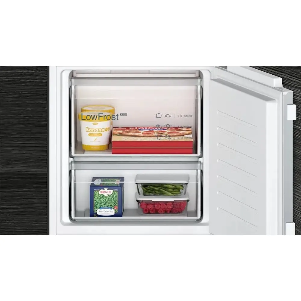 Siemens KI87VVFE0G iQ300 Built-In Fridge Freezer with Freezer at Bottom, 70/30 Split, Flat Hinge - 54.1cm Wide