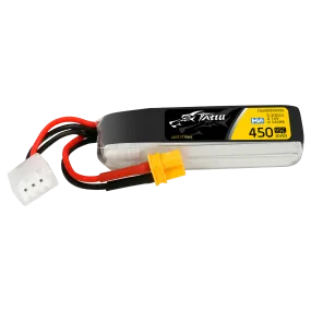 Tattu 450mAh 7.6V High Voltage 95C 2S1P Lipo Battery Pack with XT30 Plug - Long Pack