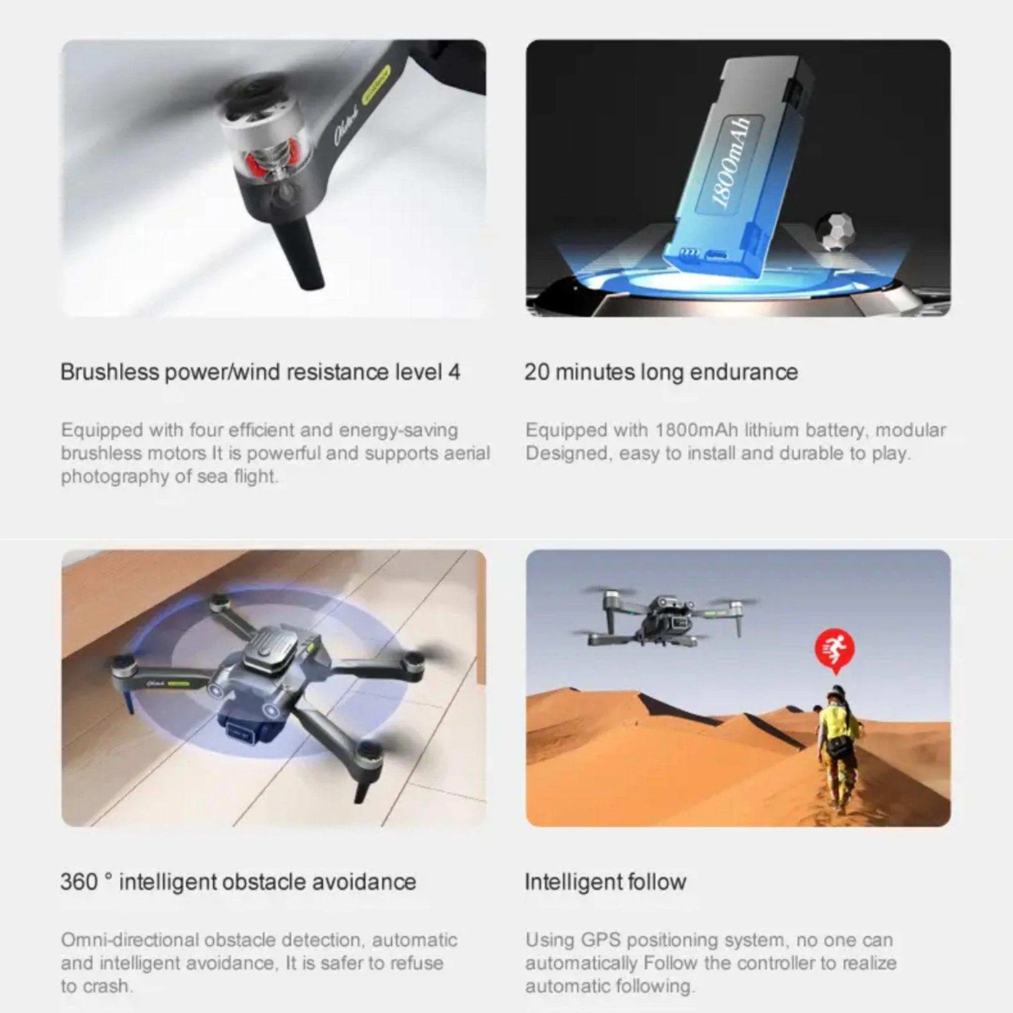 TUTT H25 4K HD GPS Mini Drone for Foldable RC Quadcopter, 5G Transmission 20 Flight Time, Brushless Motor, Auto return, Follow & Orbit & Pointway Intelligence 3D Flip Modes 2* Batt