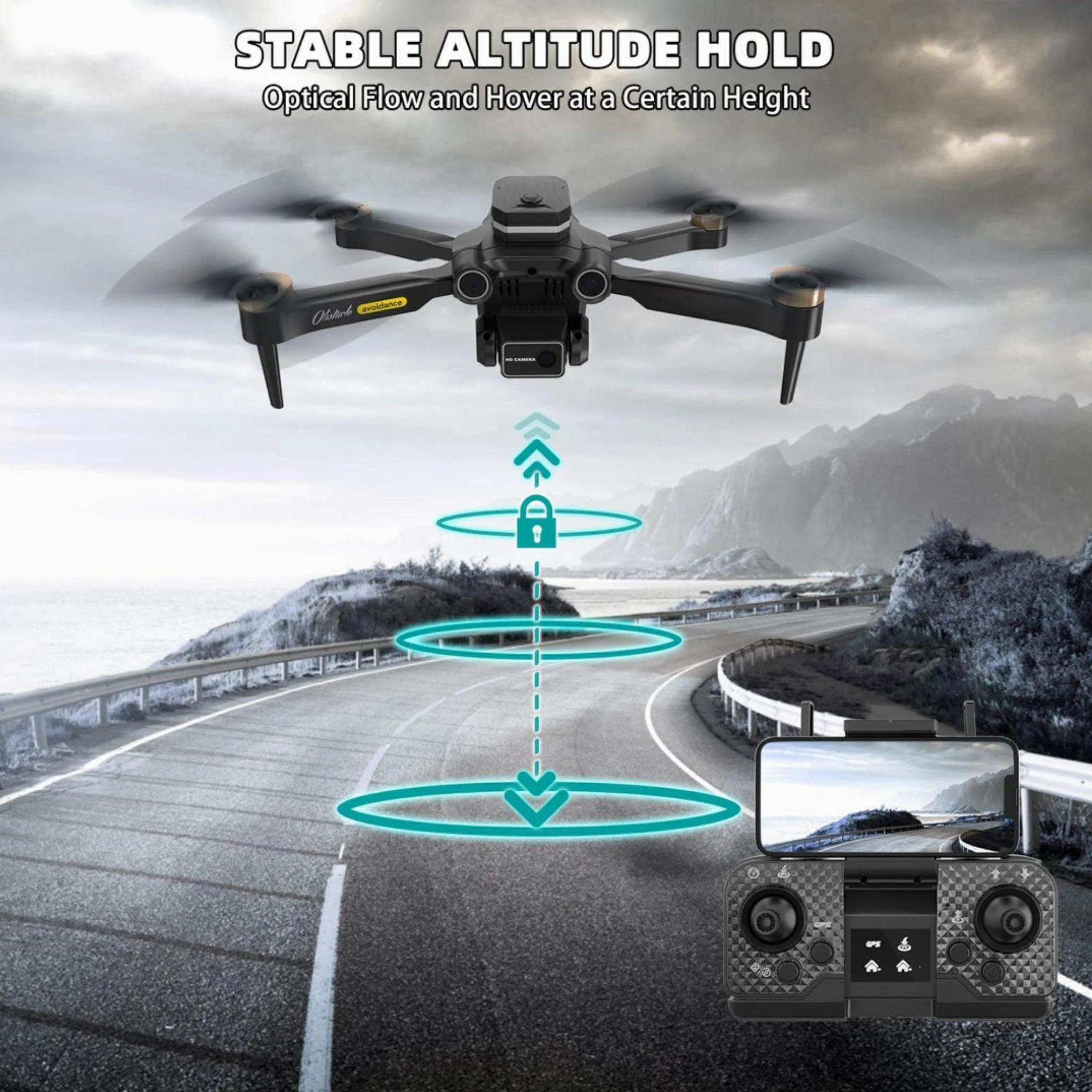 TUTT H25 4K HD GPS Mini Drone for Foldable RC Quadcopter, 5G Transmission 20 Flight Time, Brushless Motor, Auto return, Follow & Orbit & Pointway Intelligence 3D Flip Modes 2* Batt
